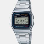 alt="relógio de pulso CASIO A158WA vintage prata"