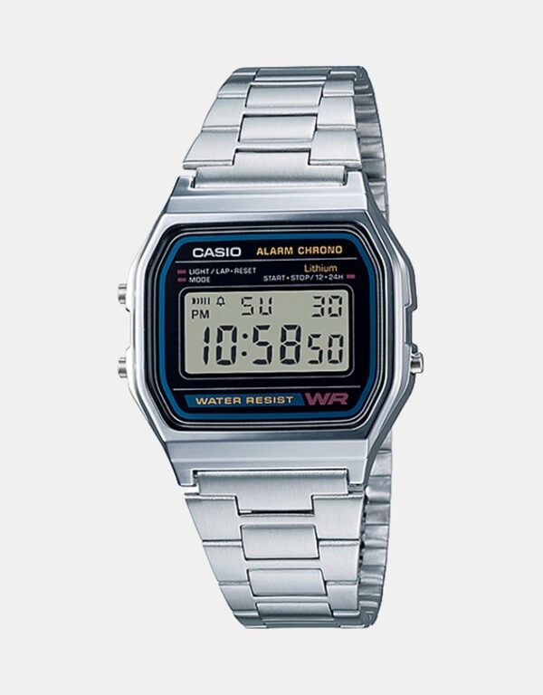 alt="relógio de pulso CASIO A158WA vintage prata"